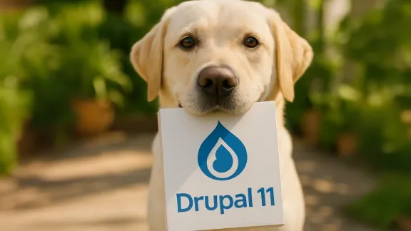Fröhlicher-labrador-mit-drupal-11-box