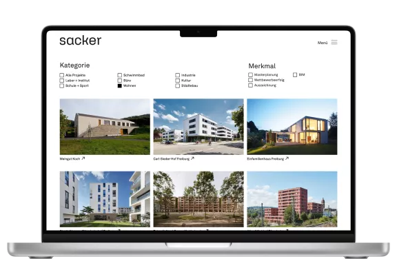 Sacker Website - Macbook Ansicht