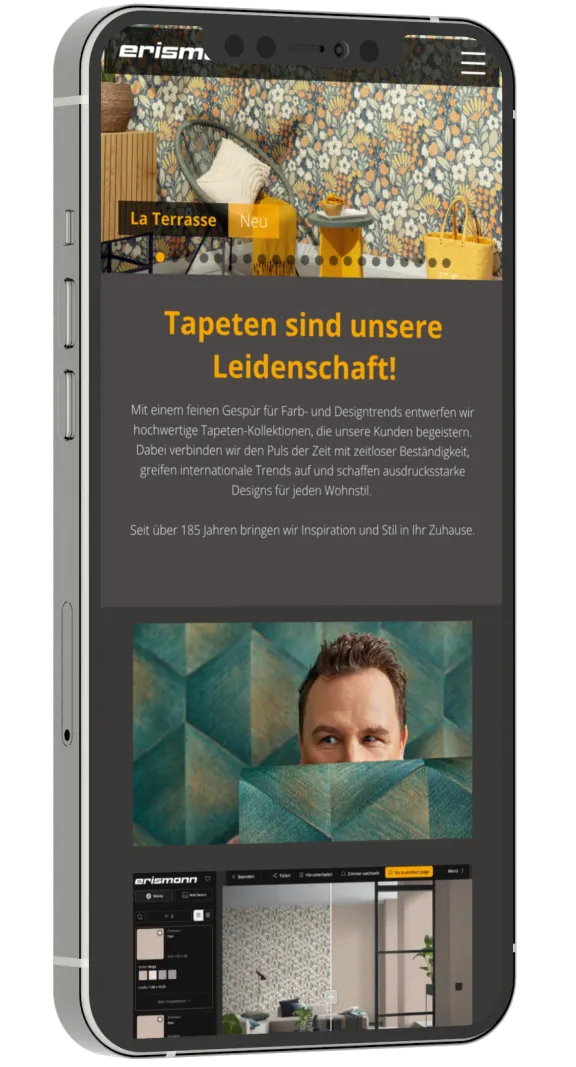 Erismann - Website mobile Ansicht