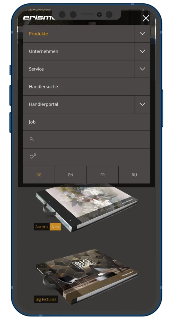 Erismann - Website mobile Ansicht