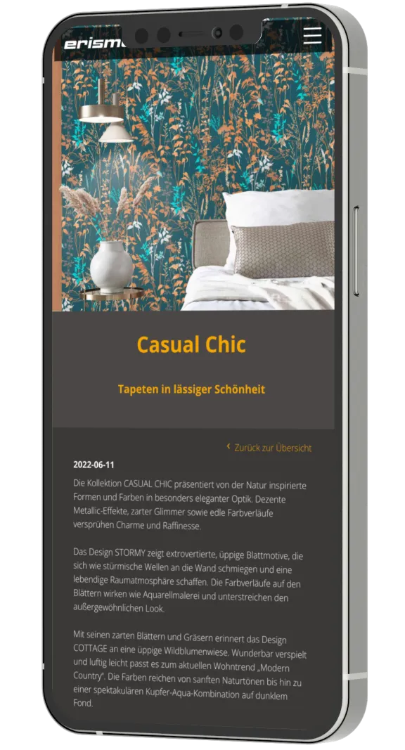 Erismann - Website mobile Ansicht