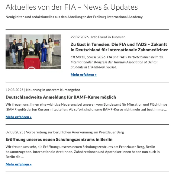 FIA Aktuelles